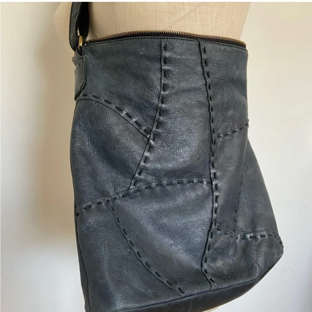 Lucky Brand Navy Blue Patchwork Leather Bag Crossbody Strap - Picture 2 of 9